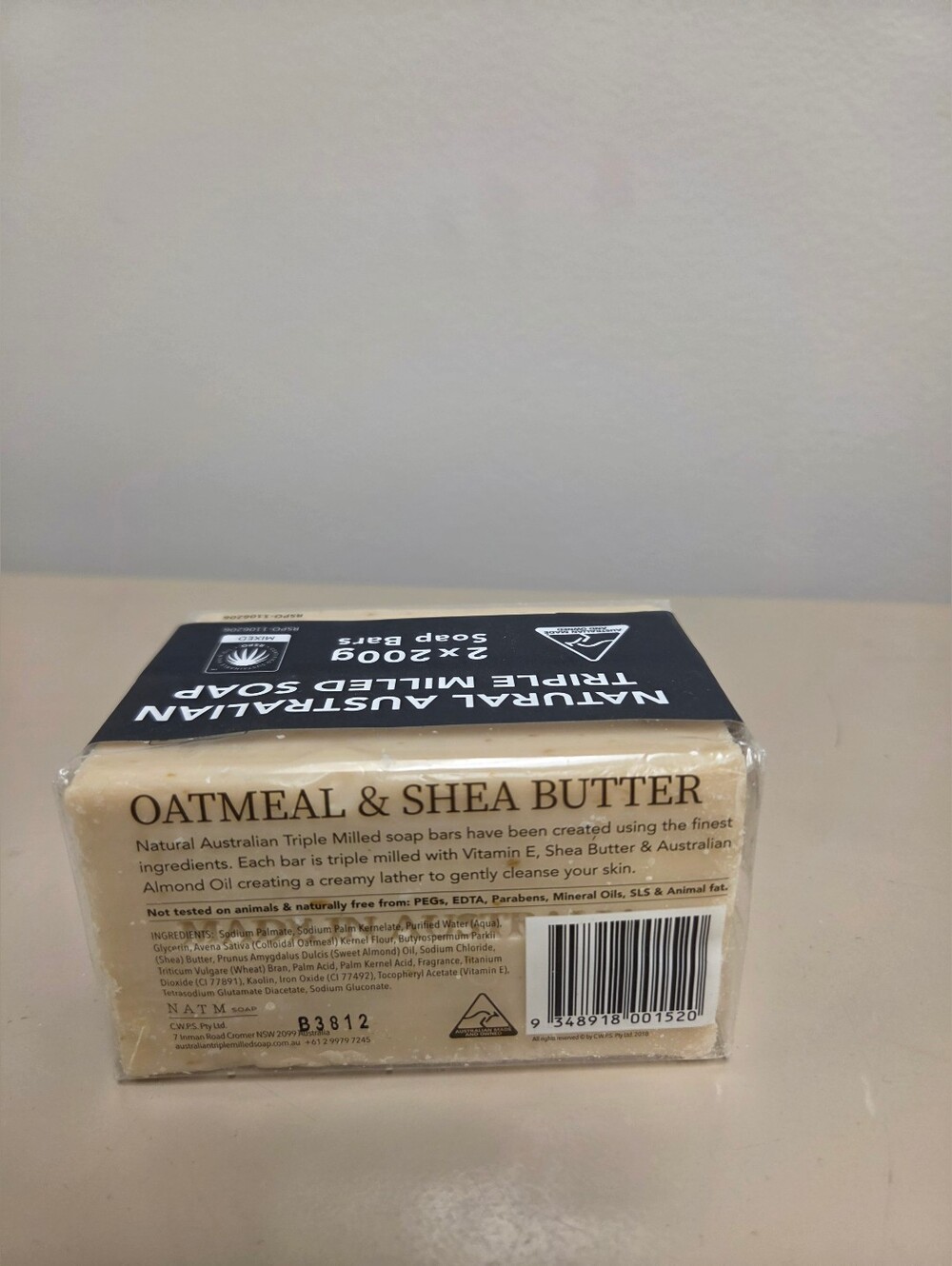 Oatmeal & Shea Butter Natural Soap Bar - Cream  2 Bars X 7 Oz